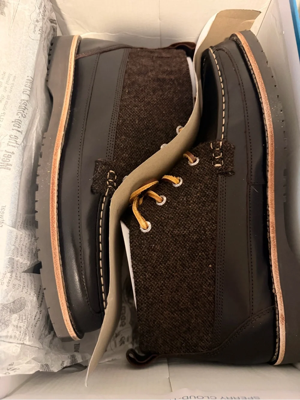Sperry Dark Brown Leather and Wool Chukka Boots